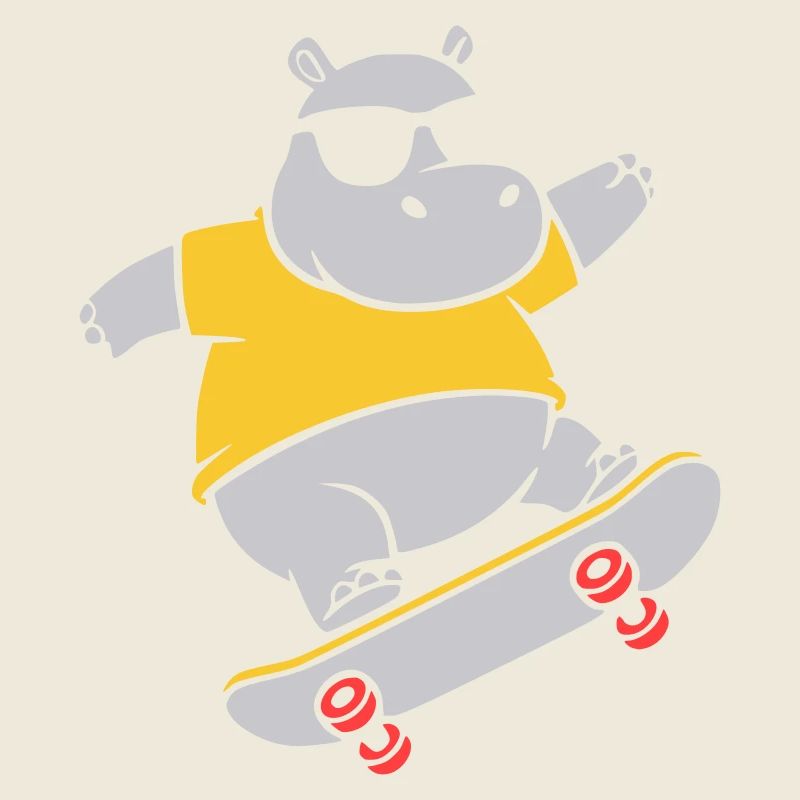 Cooles Nilpferd Skater Skateboard Vektor