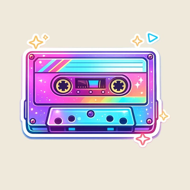 Neon Regenbogen Kassette Sticker