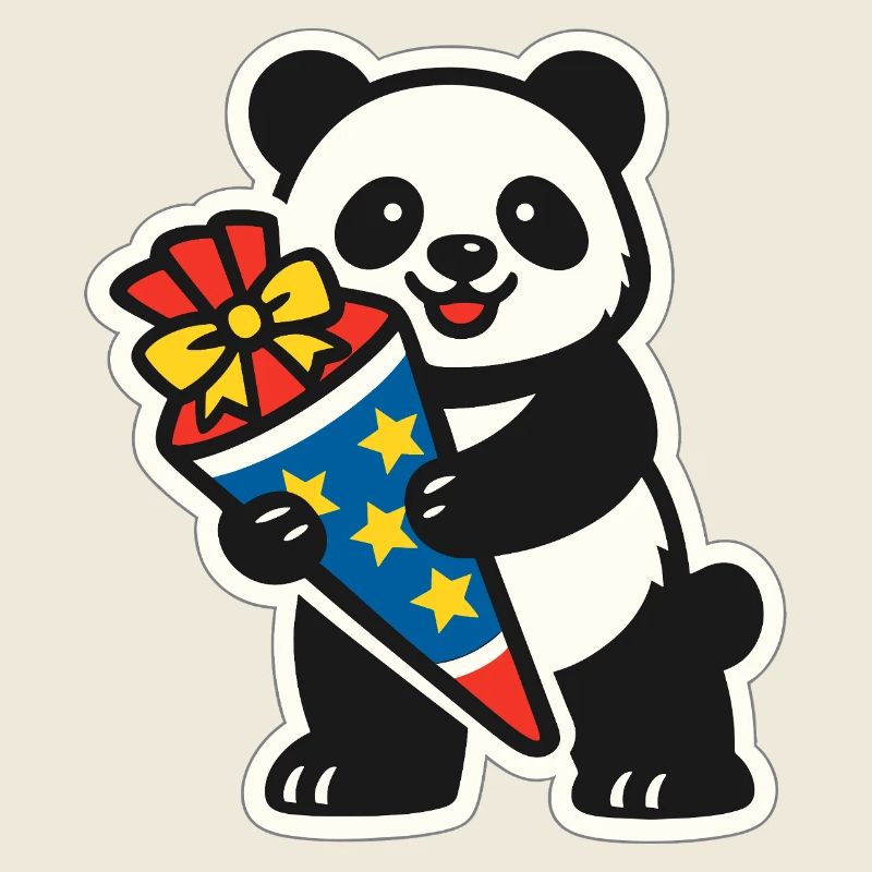 Panda Bär Ich bin 1. Klasse Einschulung Geschenk