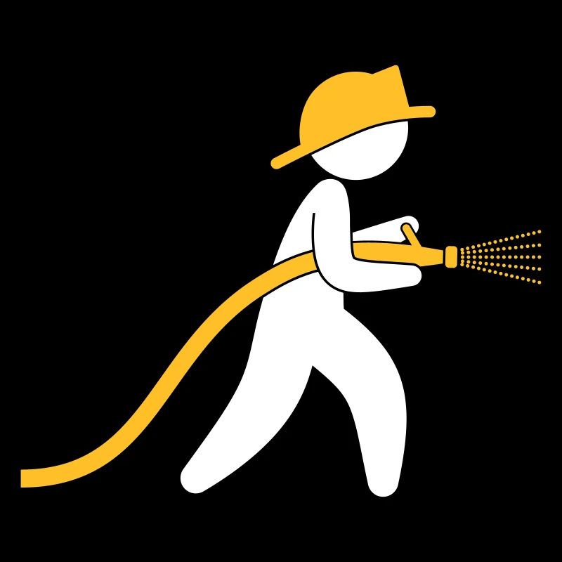 A Firefighter With A Water Hose
