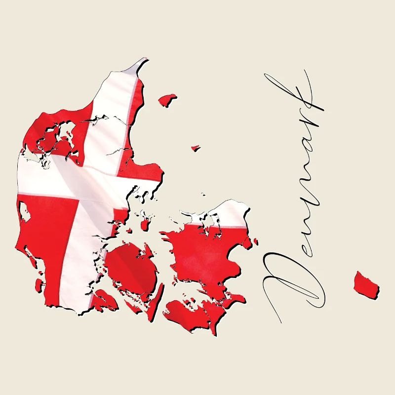 Drapeau du Danemark sur la carte du Danemark FR