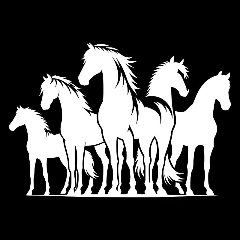 Elegant horses with elegant wild mane