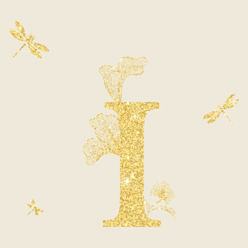 Buchstabe i Goldene Glitzerlibelle - Geschenkidee