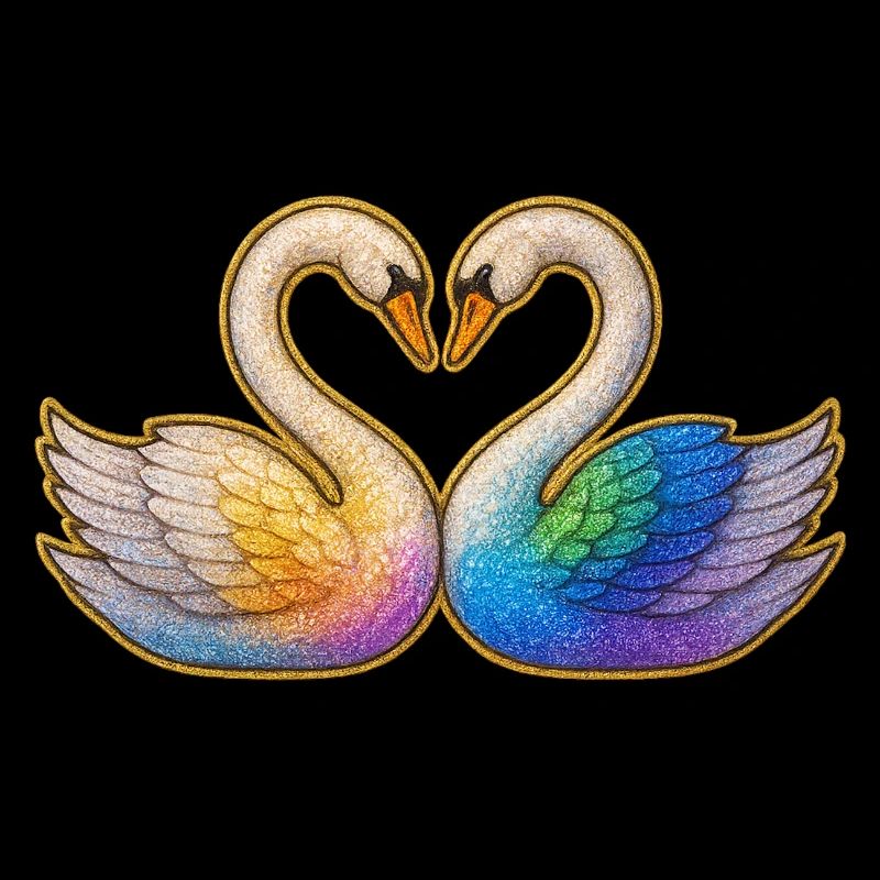 Regenbogenherz Schwanenpaar