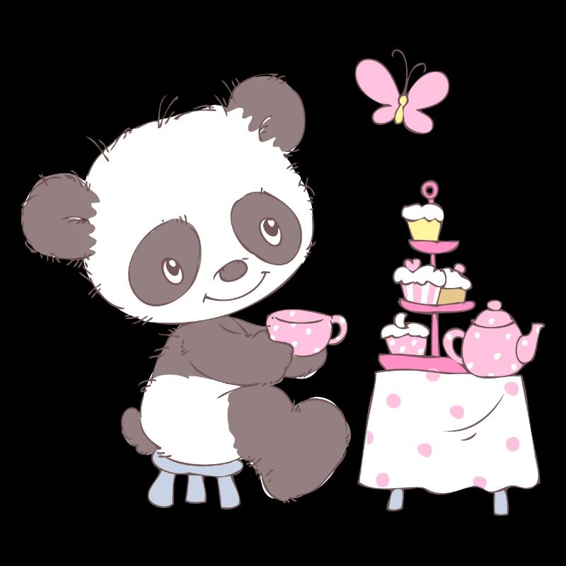 Cute little panda with cupcakes