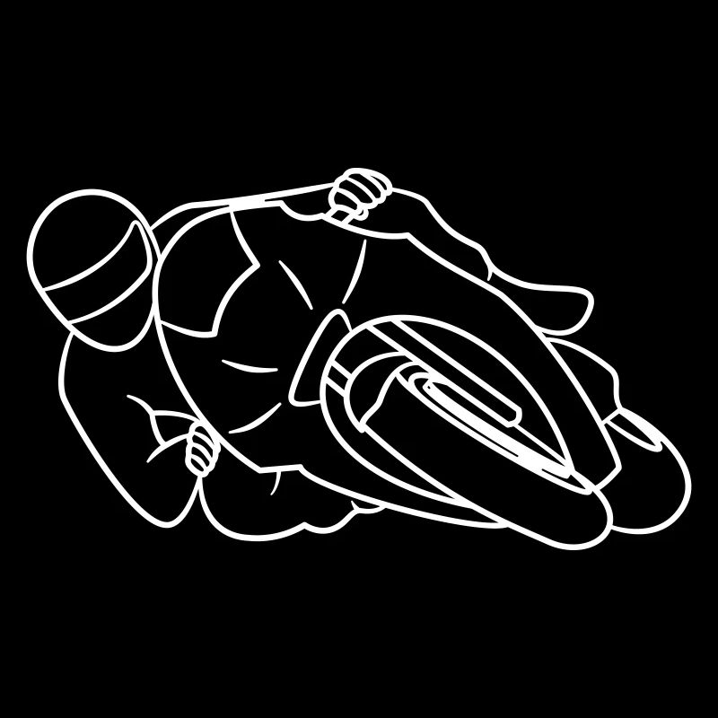 Motorbike Racer Hanging Off - Front View, bright