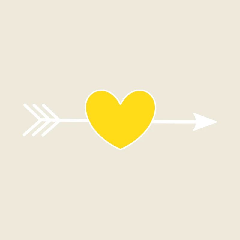 Coeur jaune avec flèche Saint-Valentin