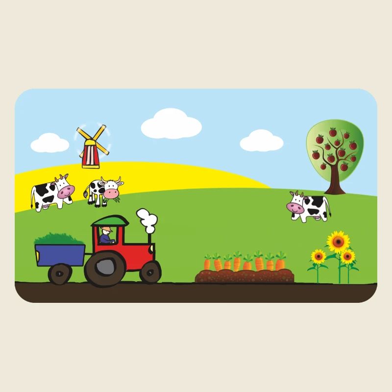 Farm Tractor - Cows Fields Windmill