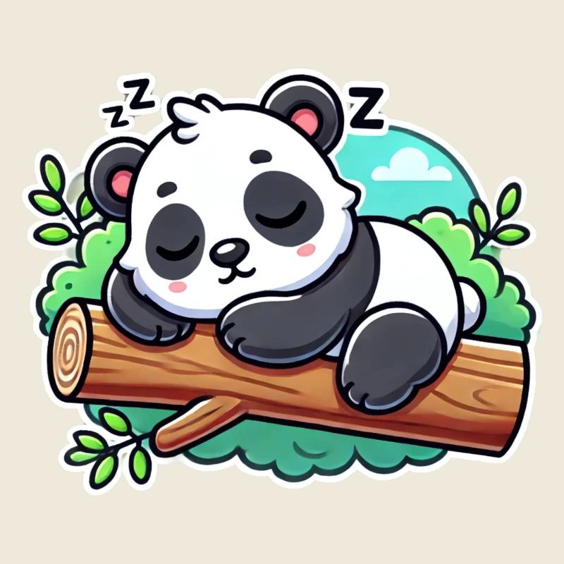 Sleeping panda on a branch