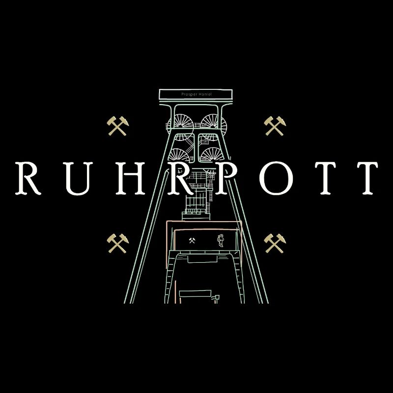 Ruhrpott, dessin à la main de la tour de la mine Prosper-Haniel