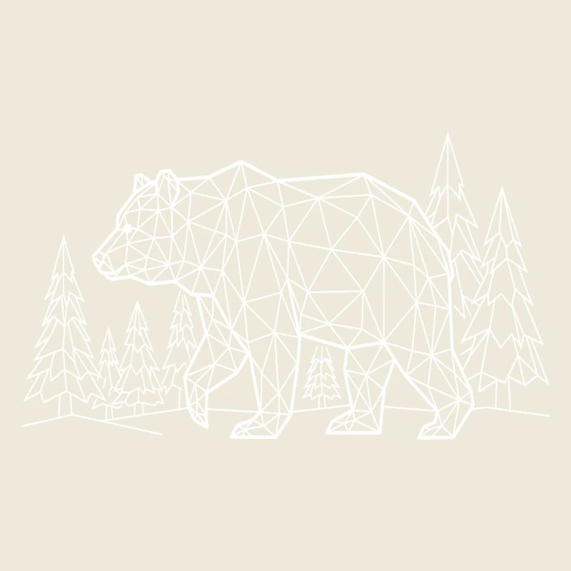 White Bear Silhouette Pine Forest Grizzly