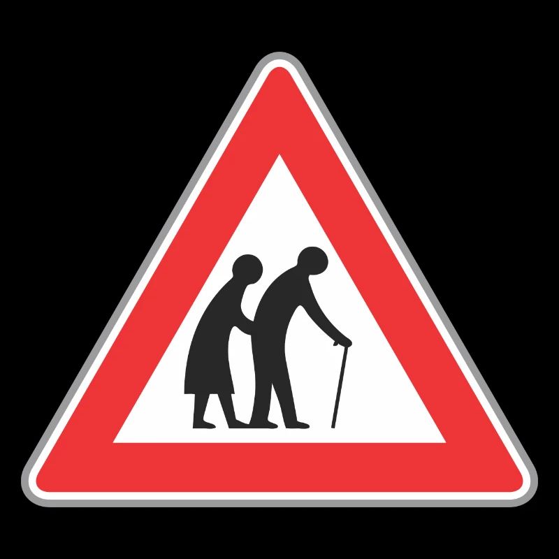 Road sign Old people red