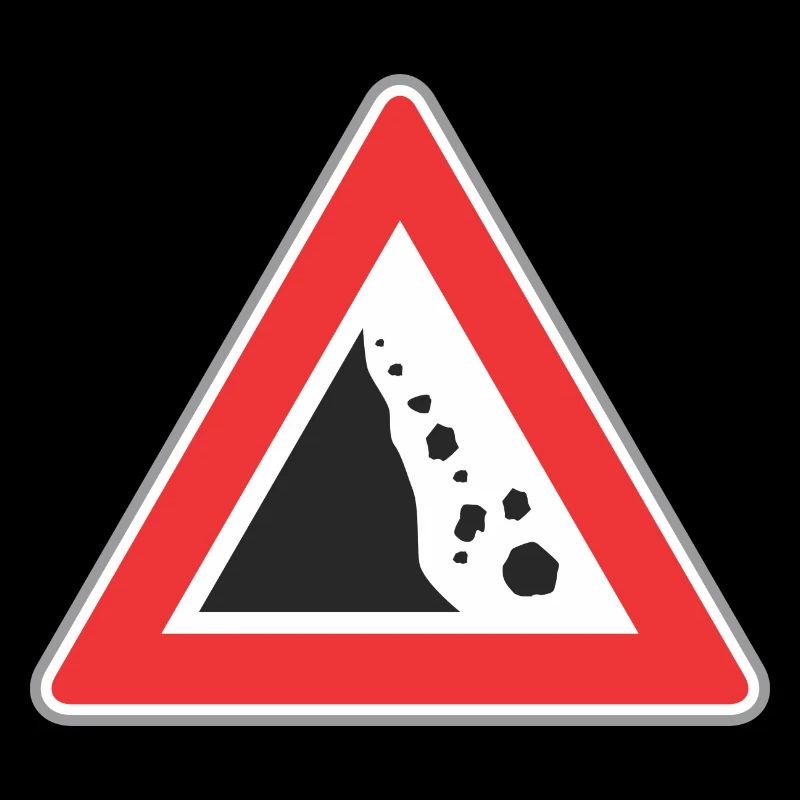 Road sign Stone fall