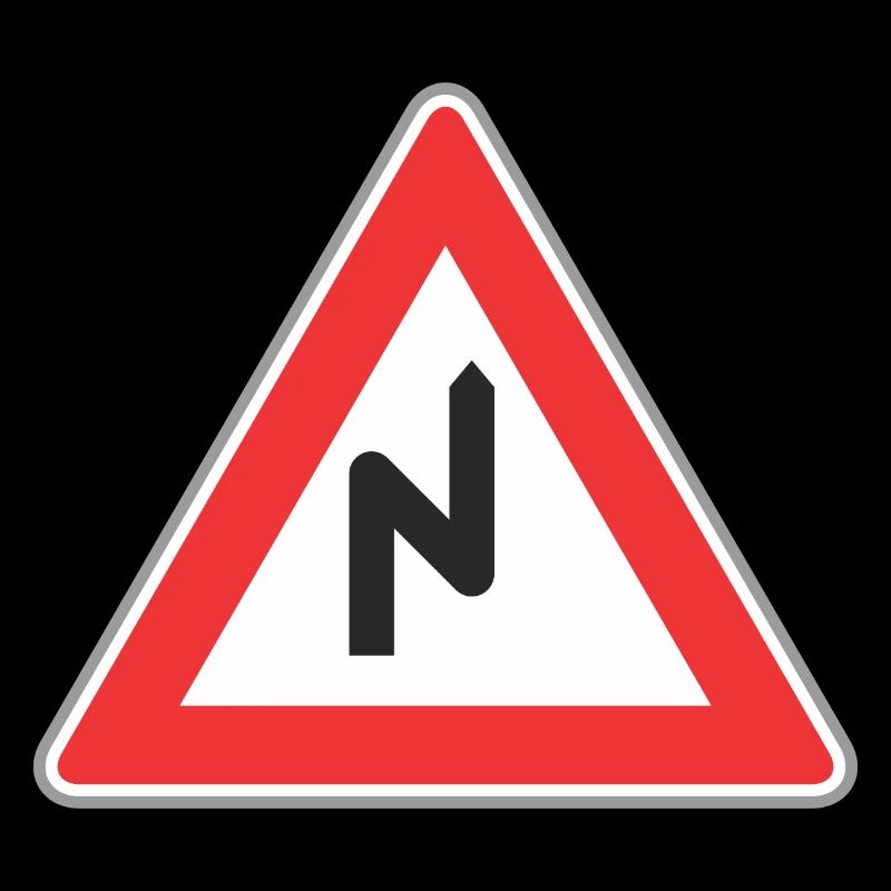 Road sign zig zag way right