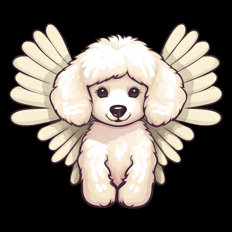Doux caniche blanc avec des ailes d'ange -