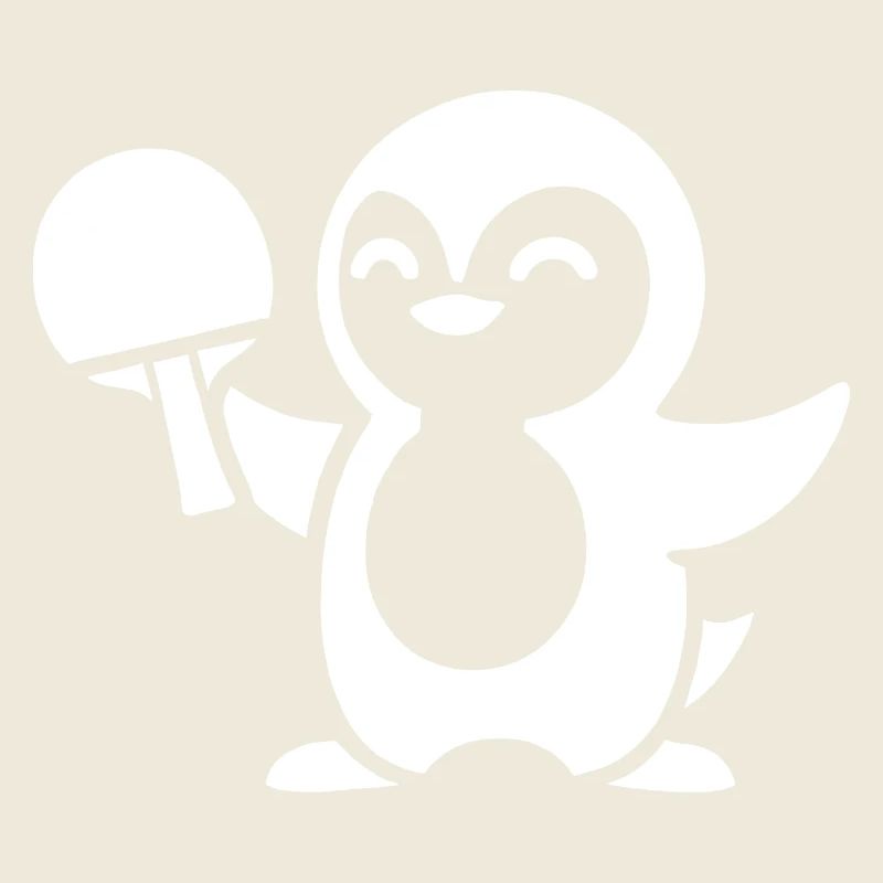 Minimalist Penguin Table Tennis Silhouette