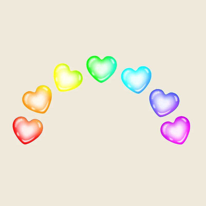 Colorful Hearts Soap Bubbles Rainbow Gradient
