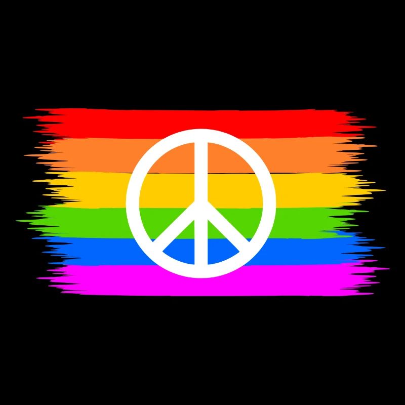 Peace sign on LGBT rainbow banner