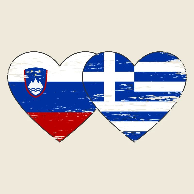 Slovénie Grèce drapeau coeur utilisé