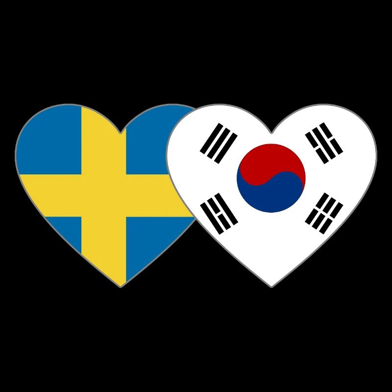 Suède Corée du Sud Drapeau Coeur