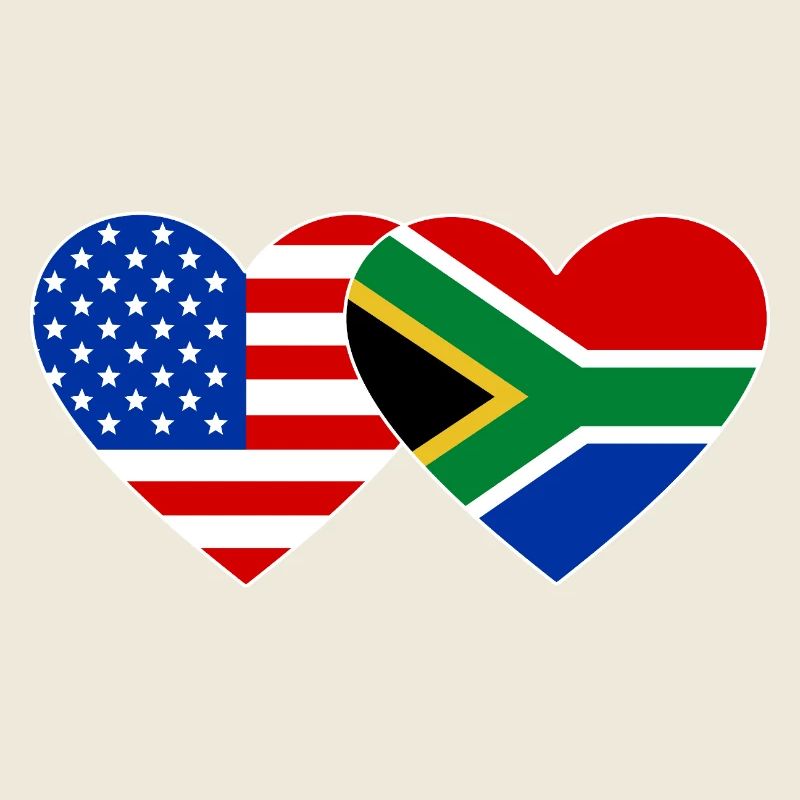 États-Unis, Afrique du Sud, drapeau, forme de coeur