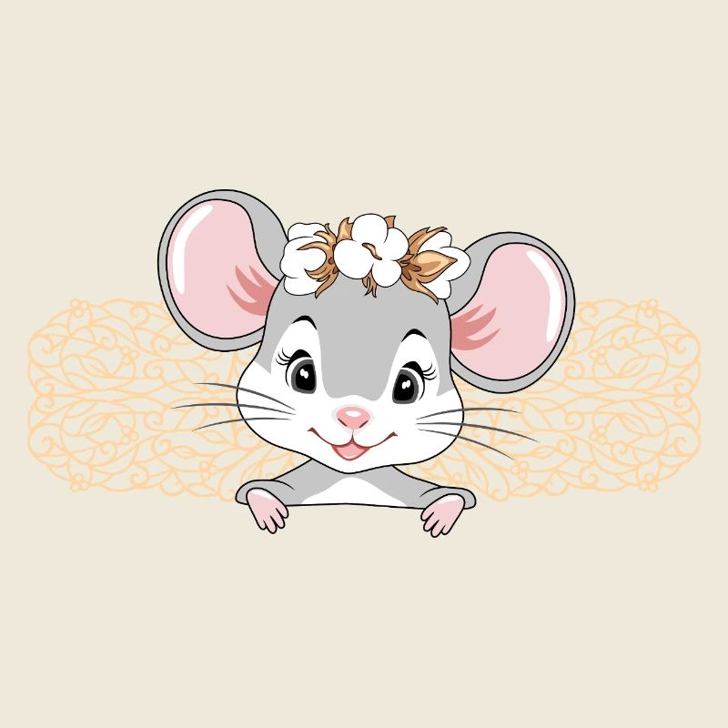 Mignon jeter un coup d’œil petite dame souris avec couronne