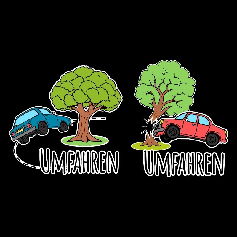 Driving around or driving around the tree by car?