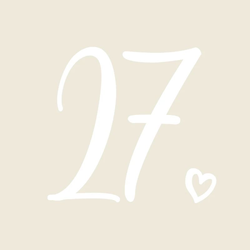 Cute Number 27, 27 Years Old, 27th Birthday Gift