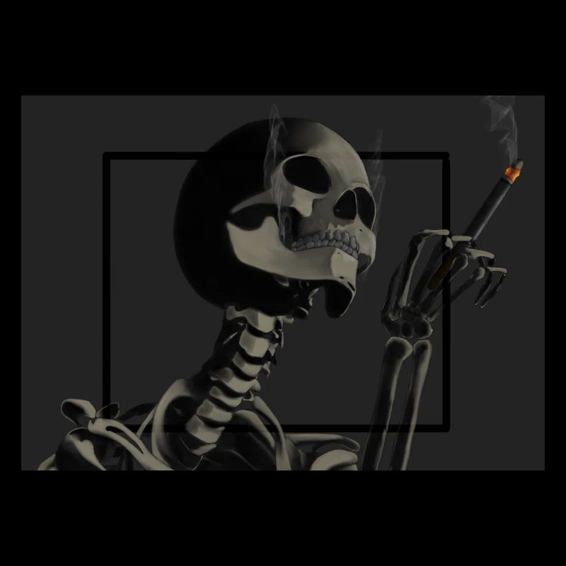 Skeleton smokes cigarettes