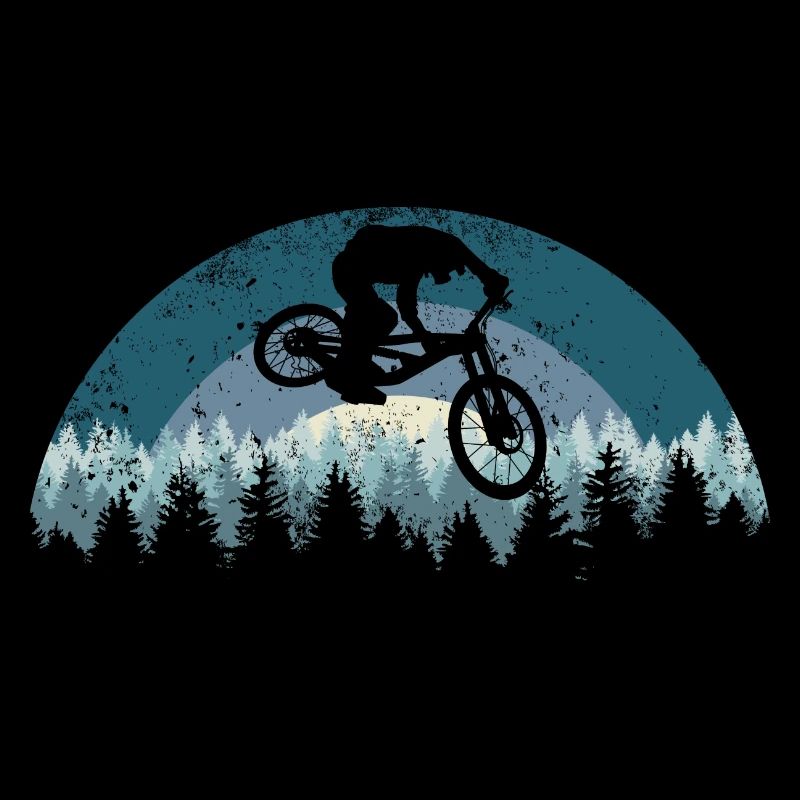 Saut VTT de nuit en forêt
