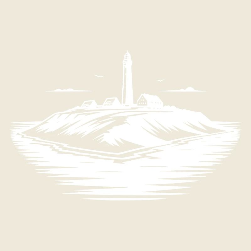 Island with lighthouse on the coast