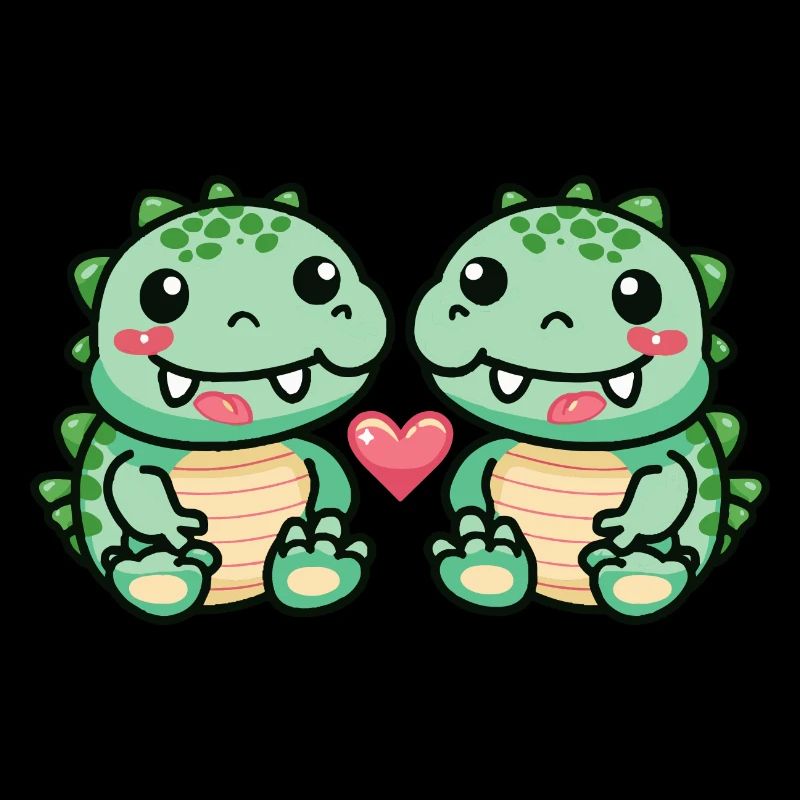 Couple d’alligators Amour Saint-Valentin