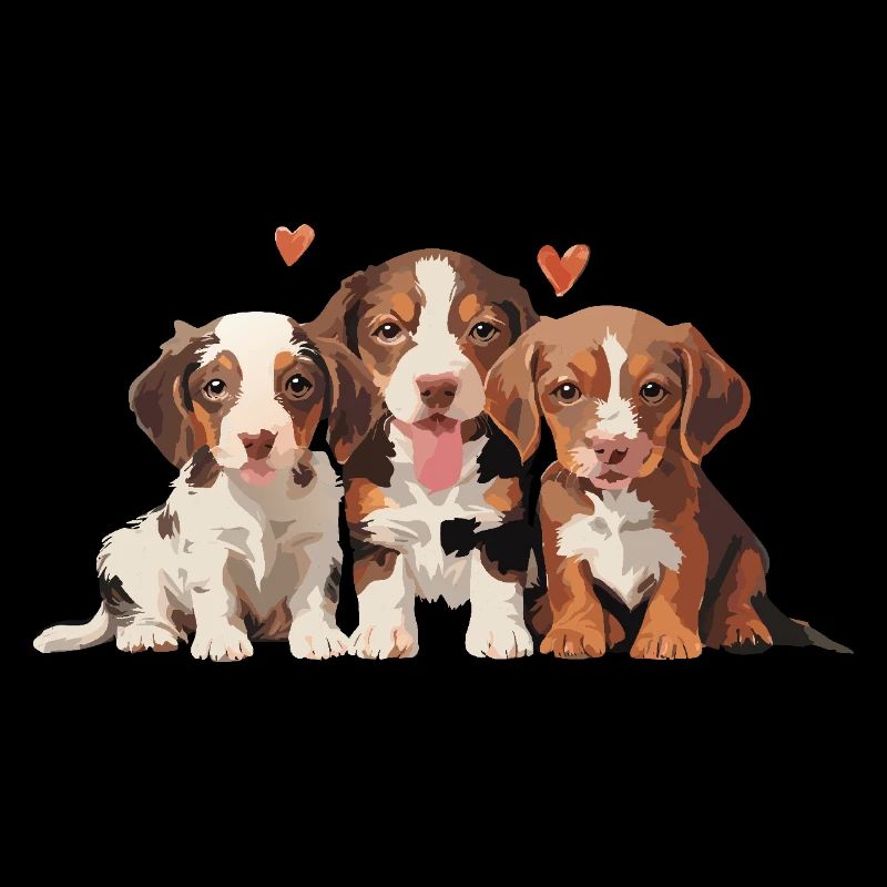 Chiots - 3 petits chiens avec des cœurs