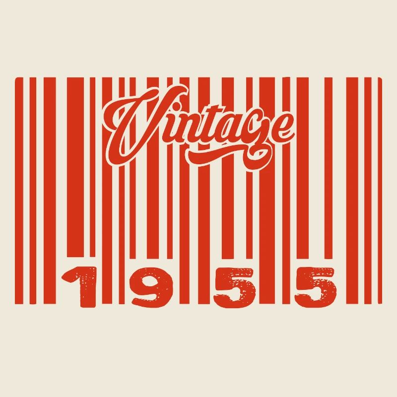 Vintage 1955 Born In 1955 70 Years Bar Code Anniversai