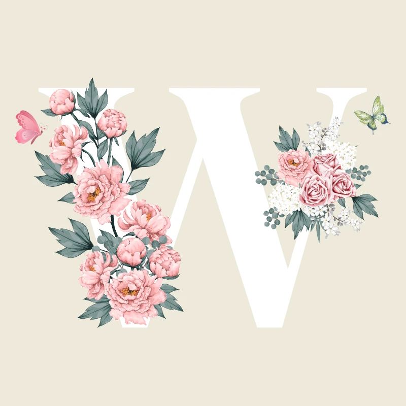 Letter w Pink Flowers