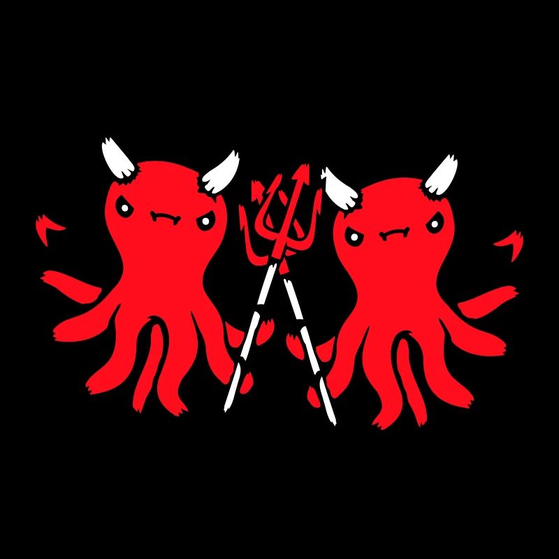 2 Octopus Devil Hell Team Friends Satan Evil Cute