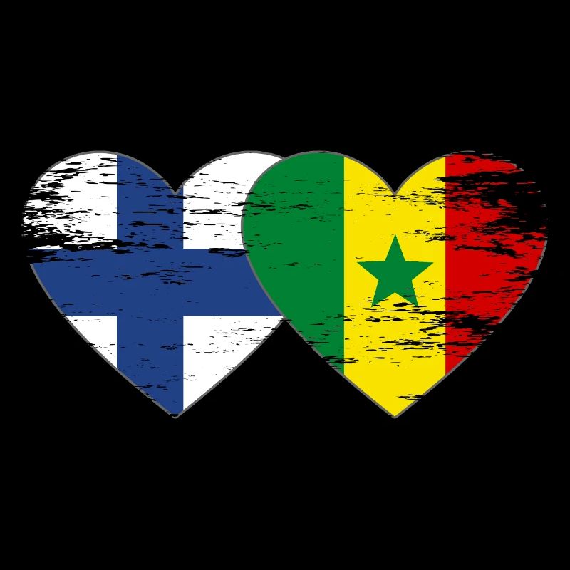 Finnland Senegal Flagge Herz