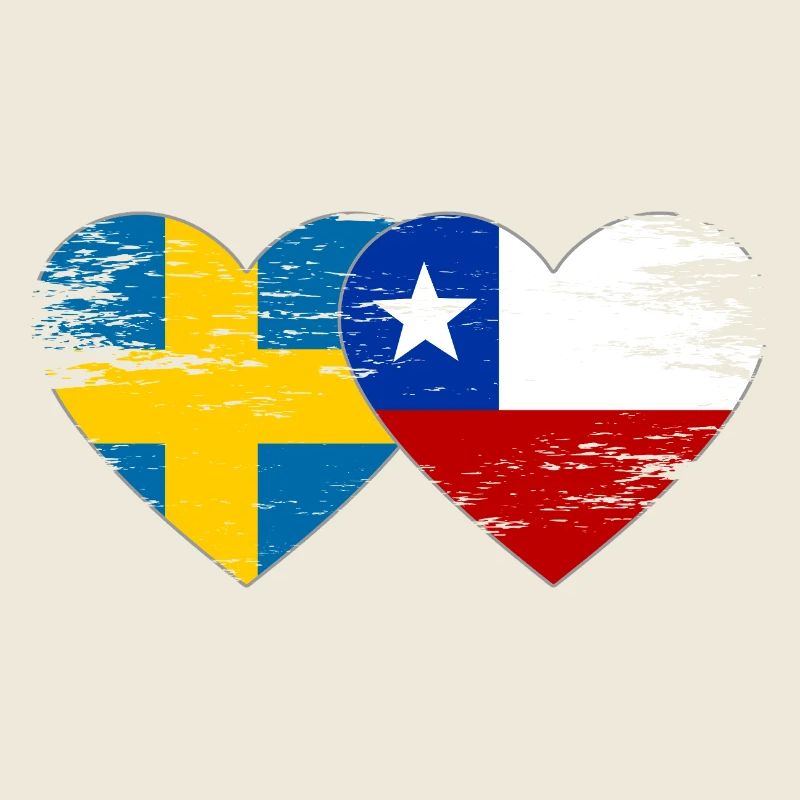 Suède Chili drapeau coeur utilisé