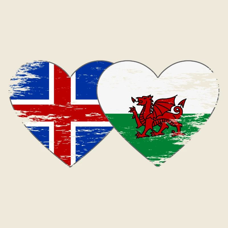 Cœur du drapeau islandais du pays de Galles utilisé