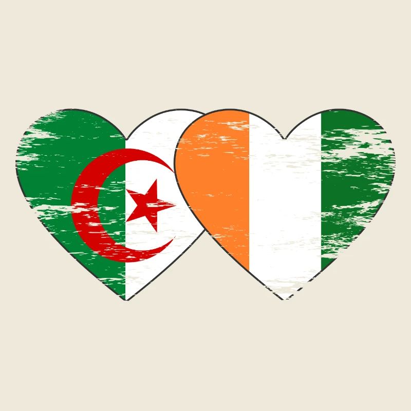 Algeria Ivory Coast Flag Heart Used