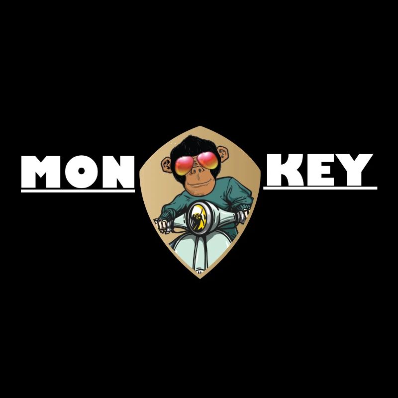 Monkey monkey with sunglasses on scooter