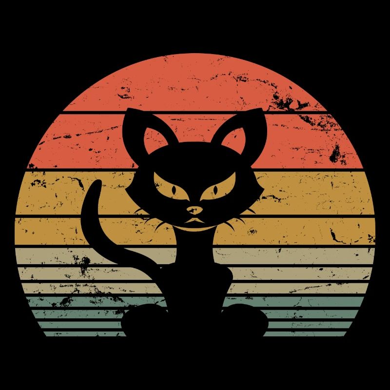 Mignon chat Retro Silhouette Cat Lover & Owner Cadeau