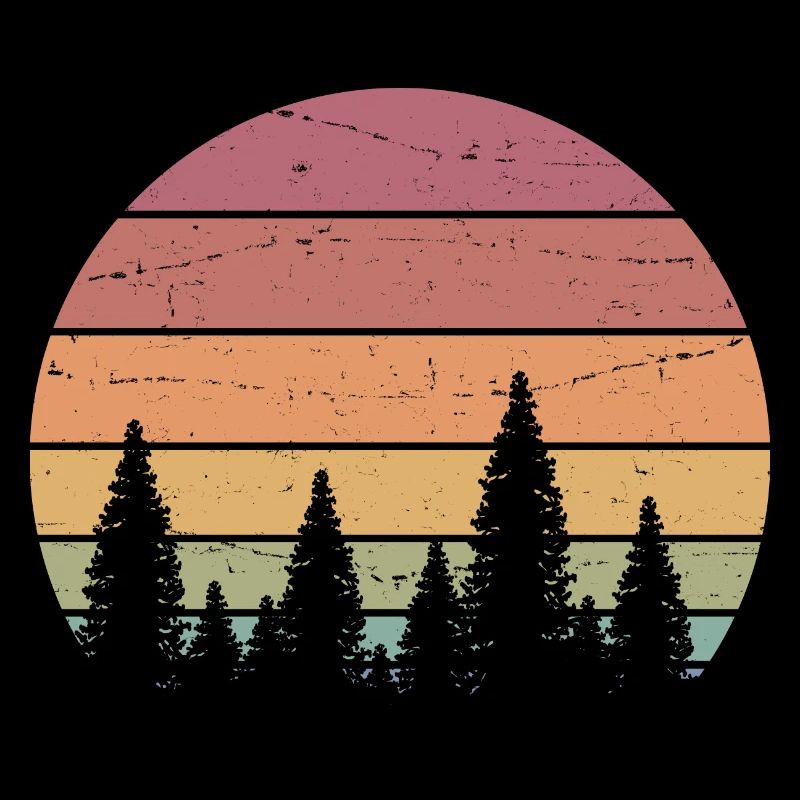 Retro Forest Mountains Wanderabenteuer Outdoor