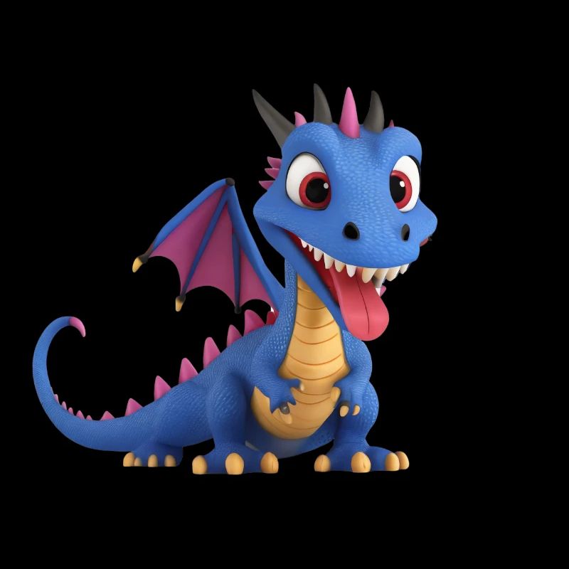 Un monstre dragon mignon avec une longue langue
