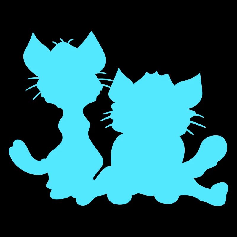 2 Sitting Cats Two Friends Team Silhouettes