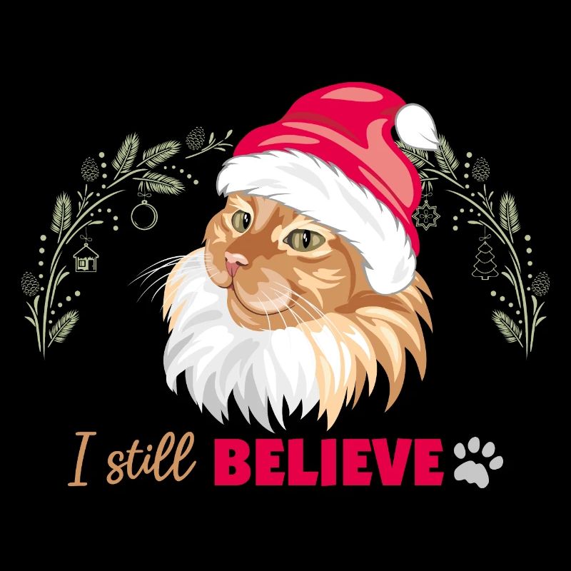Cute ginger cat in Santa hat. I still believe