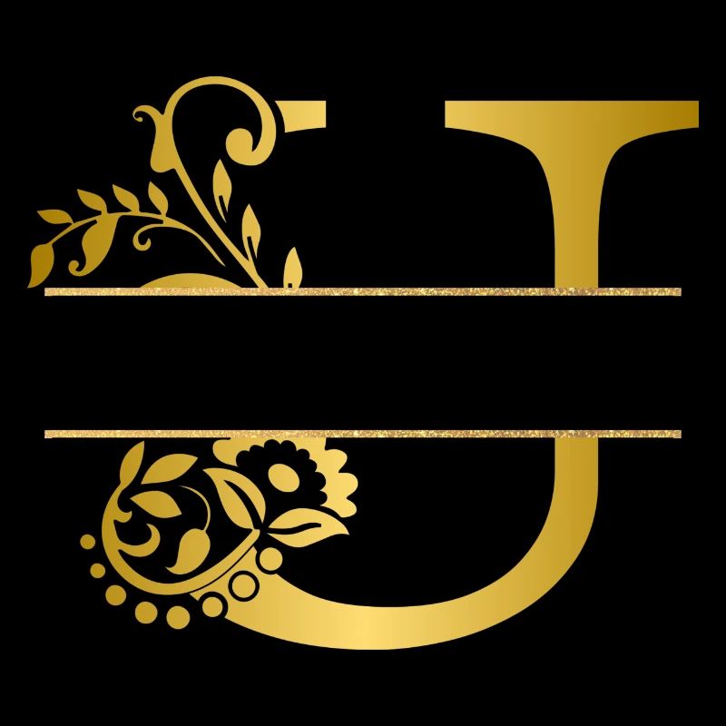 Personalized floral gold u letter - gift idea