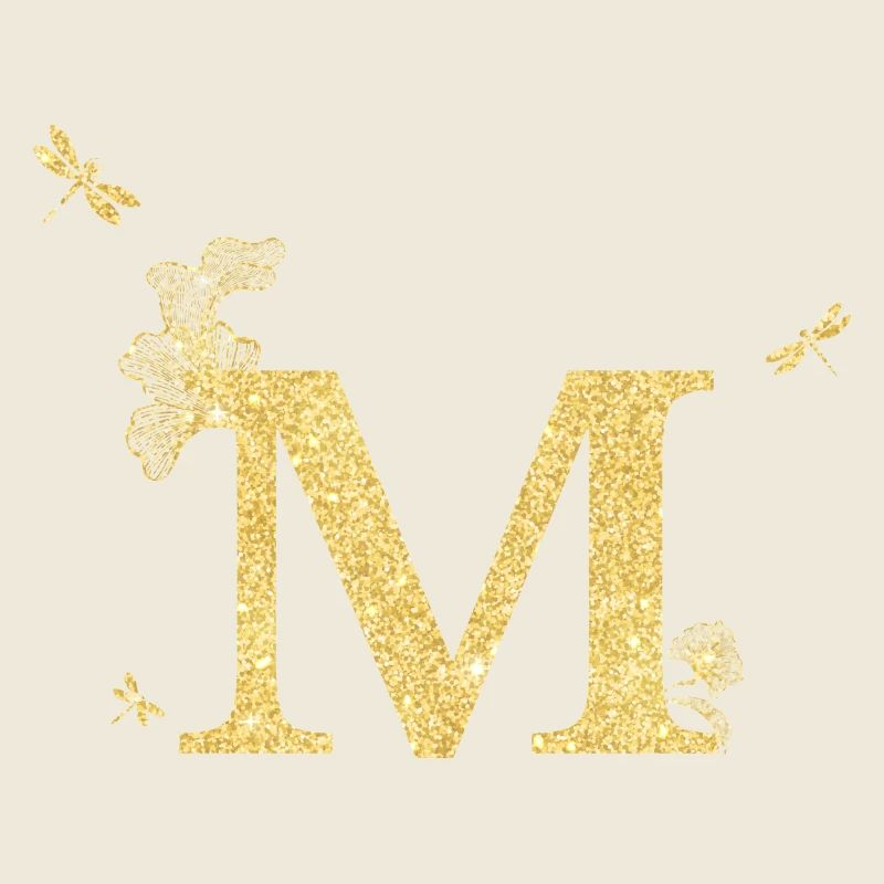 Buchstabe m Glitzer goldene Libelle - Geschenkidee