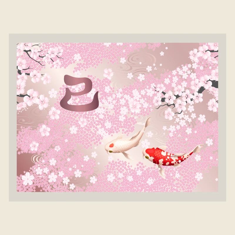 Nouvel An chinois 2025 Cherry Blossom Koi Fish