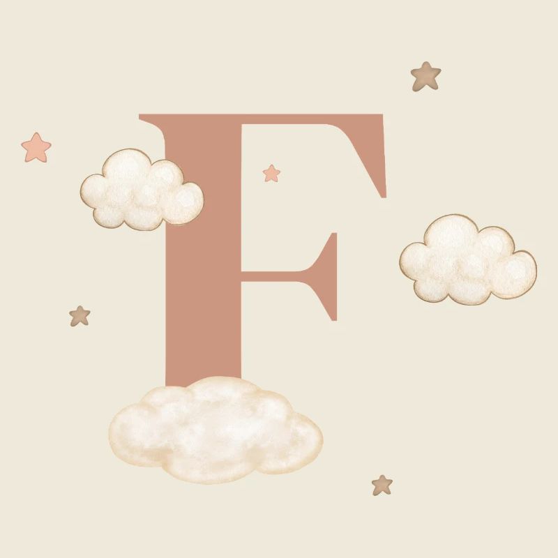 Letter f clouds stars